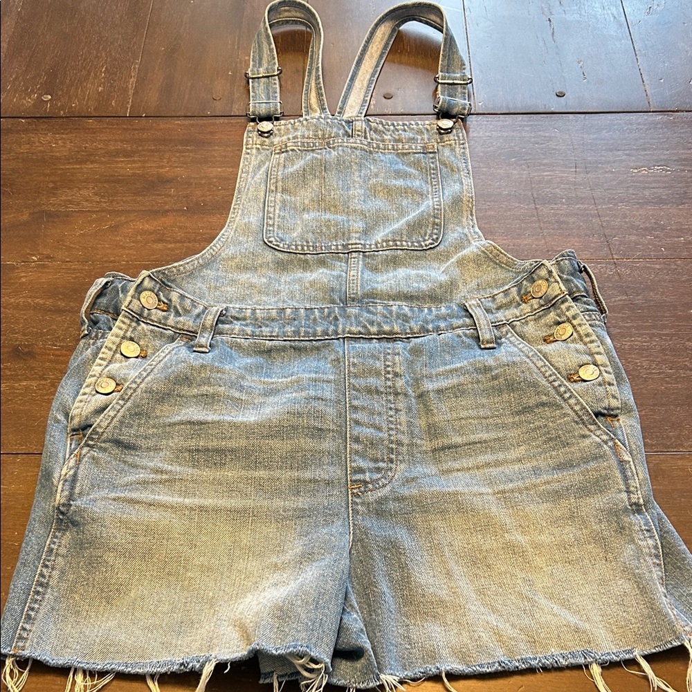 Madewell Light Wash Denim Overall Shorts